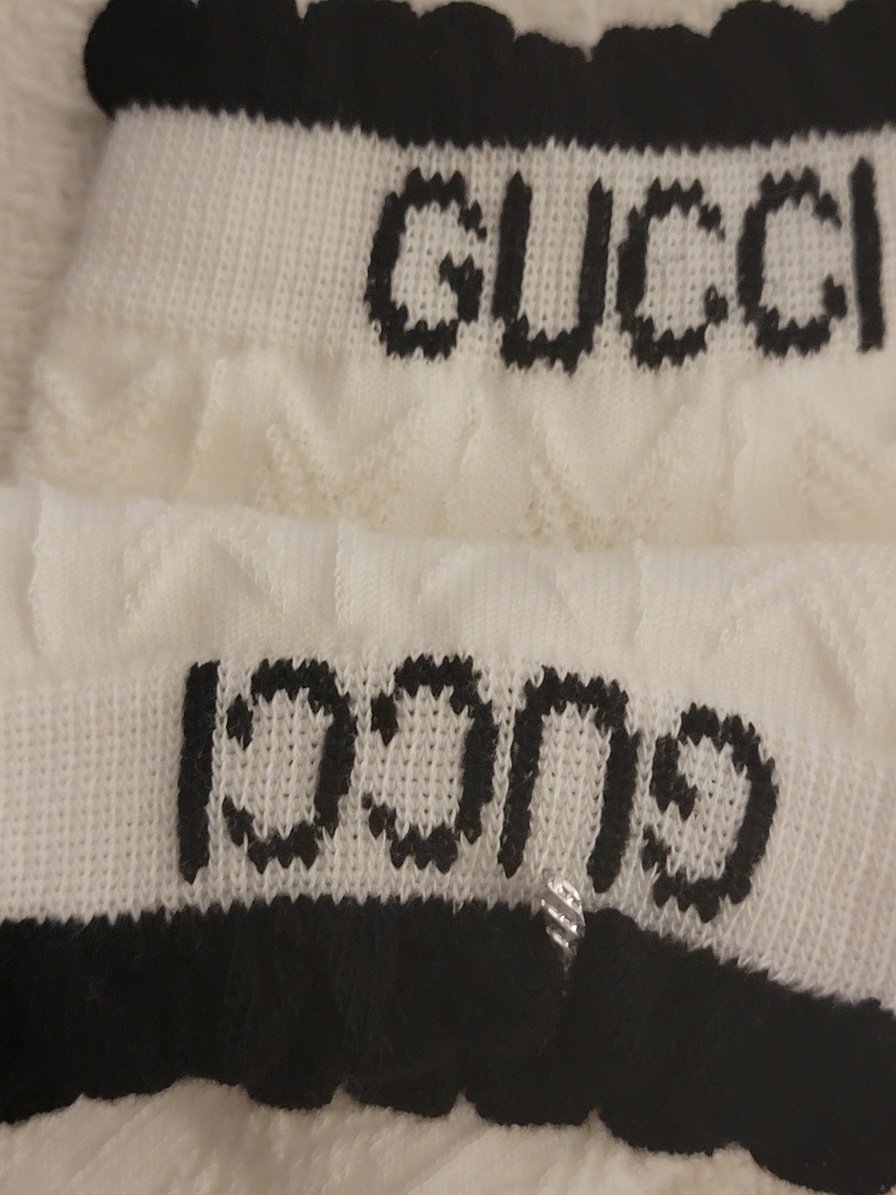 Gucci Women's White Knit Sweater with Black Logo Trim